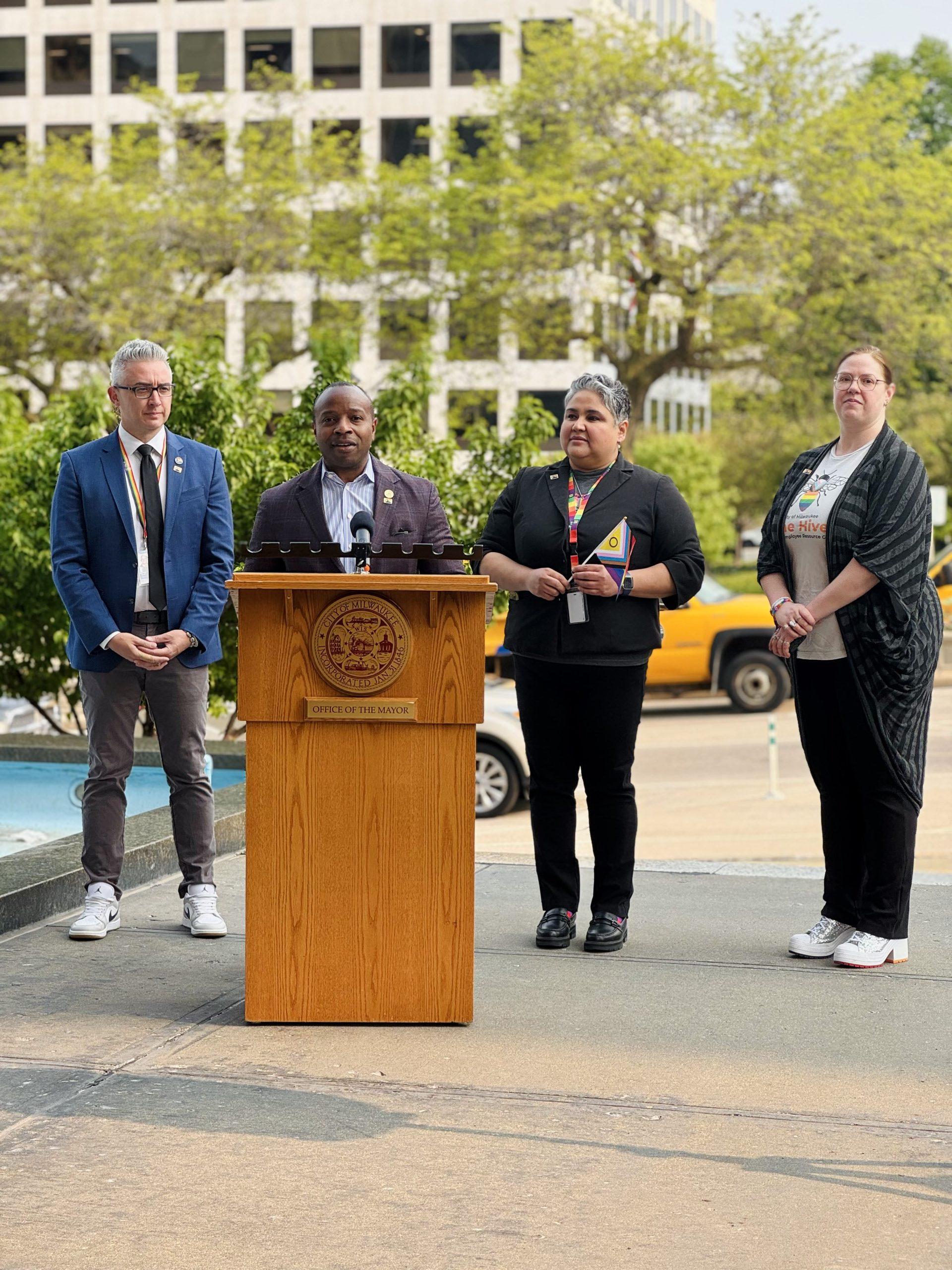Milwaukee Mayor Johnson raises Pride flag; tells LGBTQ+ community “you belong”