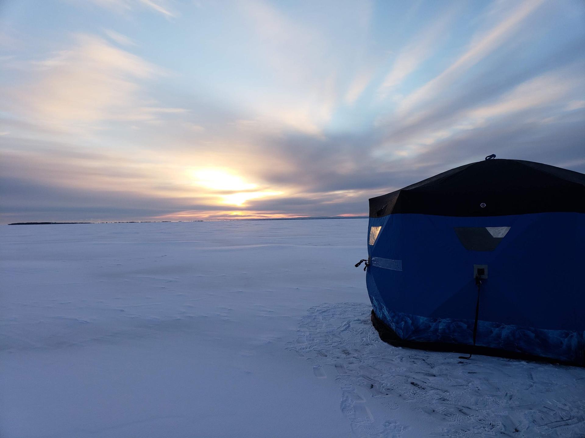 Thin ice on lakes, after warmer winter weather